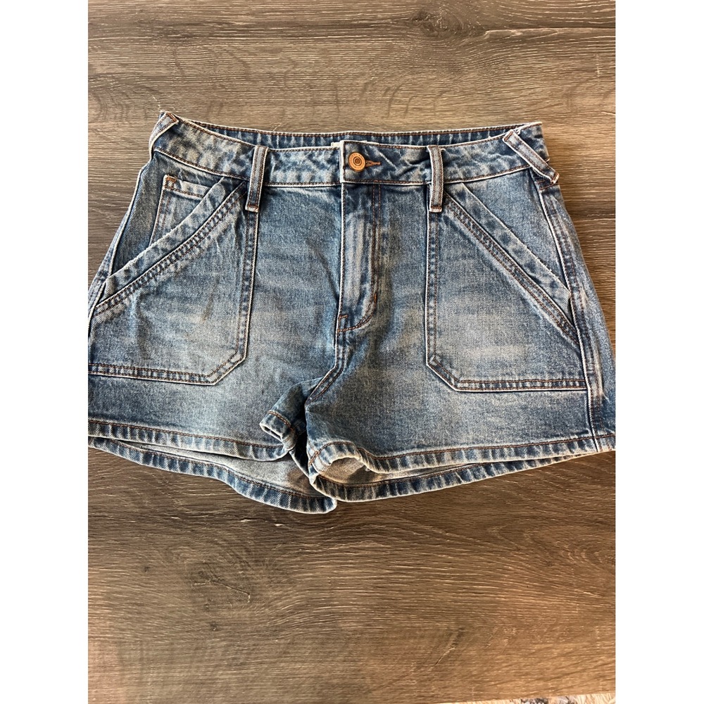 Cleo‎ + Wolf Women's Size 28 Medium Wash High Rise Carpenter Denim Shorts Retro